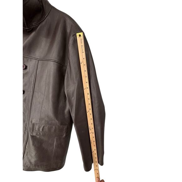 Leather Madness Brad Pitt Fight Club Button Front Leather Coat Mens Large Lined - Picture 6 of 11